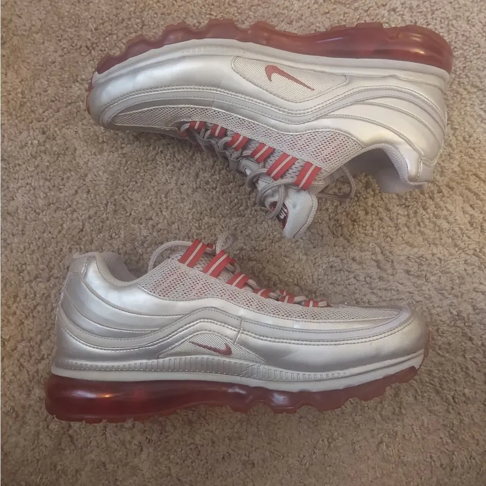 Nike Air Max 24/7 Metallic Silver Varsity Red Size 8 Men's Sneakers, PRE-OWNED